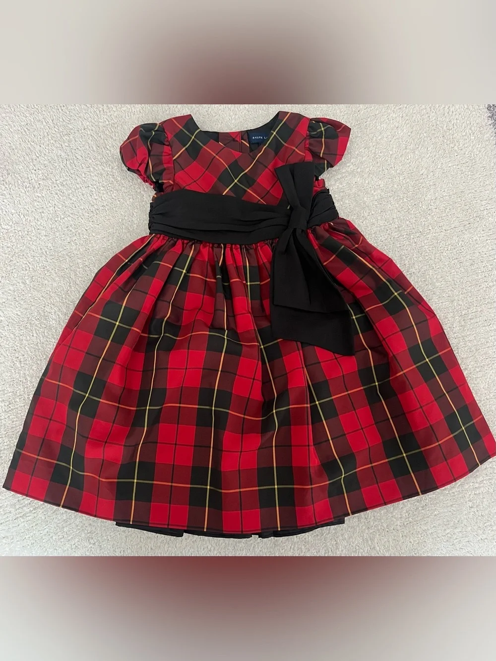 Ralph Lauren Tartan Holiday Dress with Black Sash - 3T